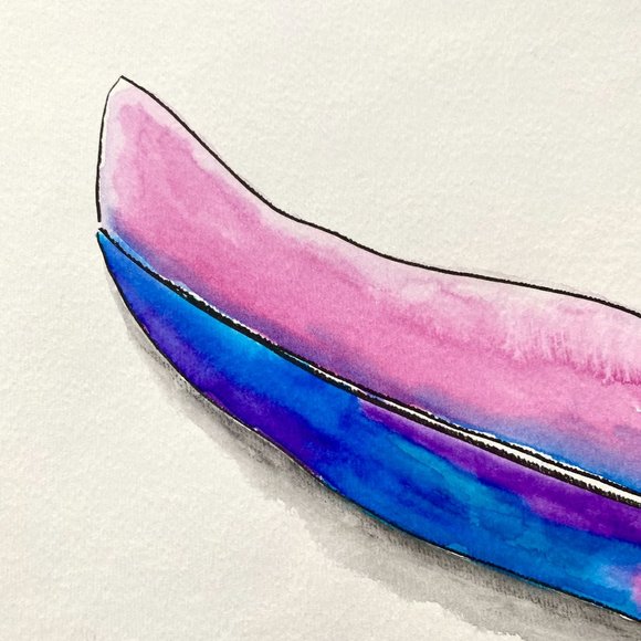 Softly Laid - Original Wall Art Watercolor Feather Painting 11"x14" Matted Decor - Picture 5 of 8